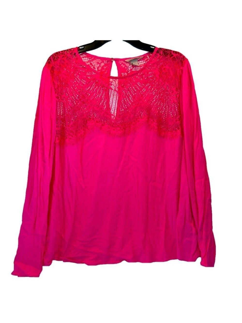 H&M Top, Size 24, PTP 25", L 26" Front, 36", Lace Top, Pink Color